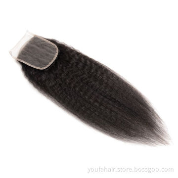 Yaki Straight 4x4 Closure Lace Bleached Knots 2x6 5x5 13x4 13x6 6x6 7x7 360 Vietenamese Virgin Human Lace Closure Kinky Straight
